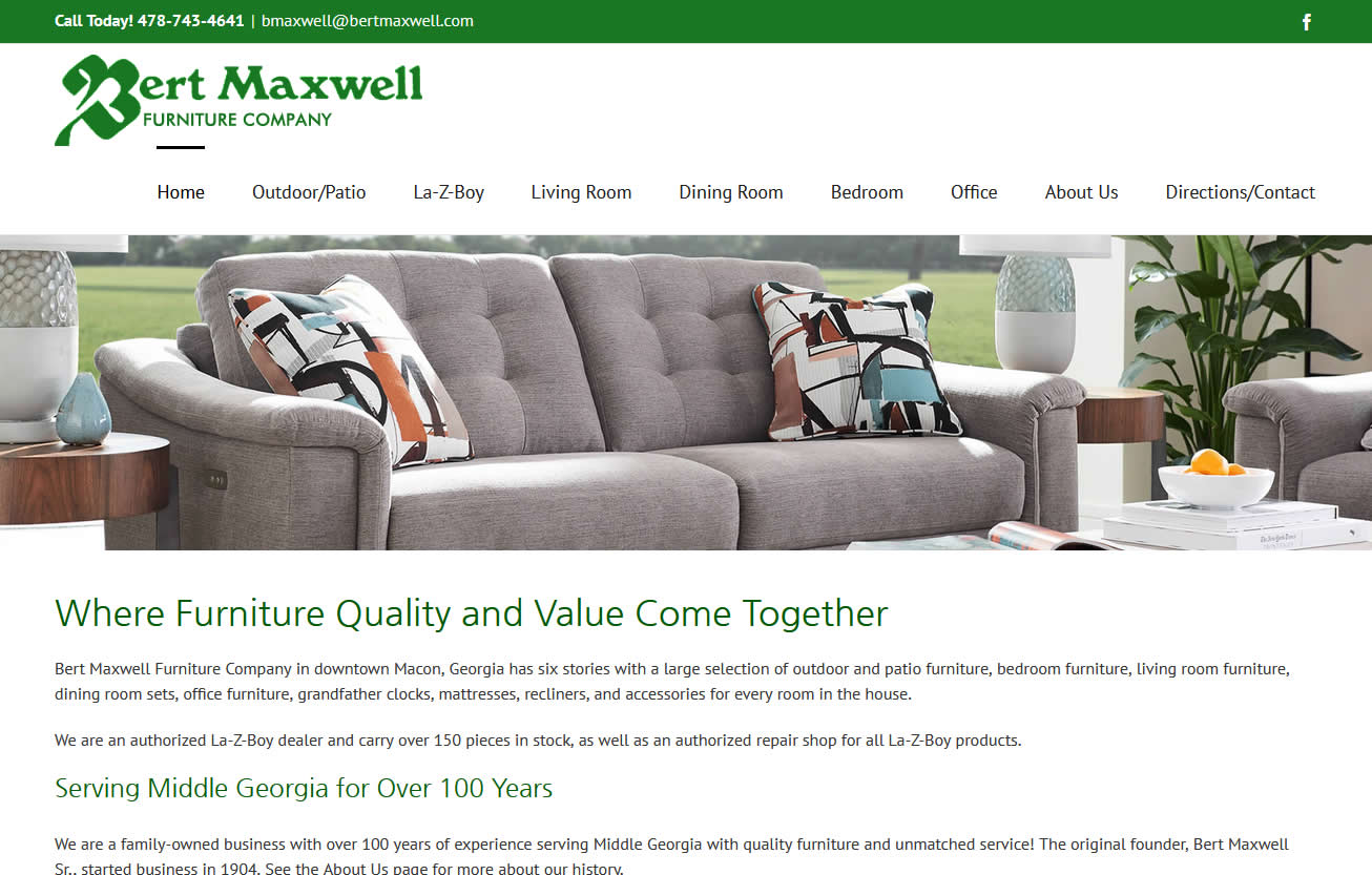 web design for Bert Maxwell Furniture