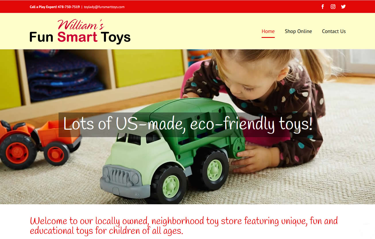 web design for William's Fun Smart Toys